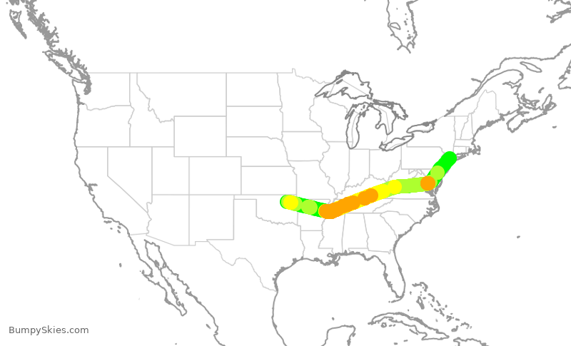 Turbulence forecast map for EDV4922, TUL to LGA