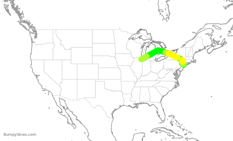 Turbulence forecast map for EDV4935, ORD to JFK