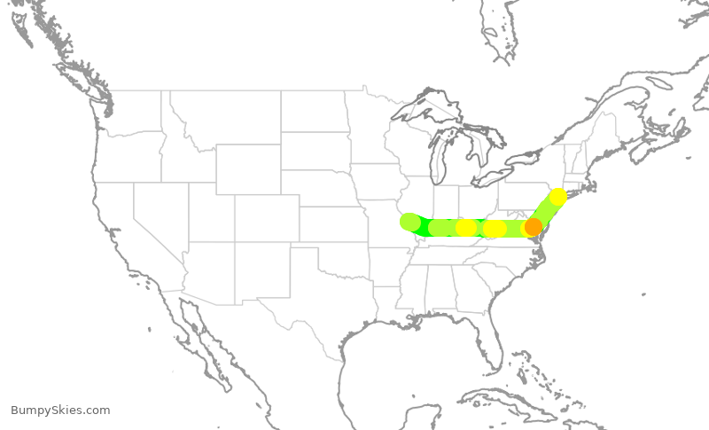 Turbulence forecast map for EDV4935, STL to LGA