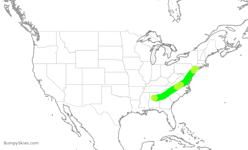 Turbulence forecast map for EDV4936, BHM to LGA