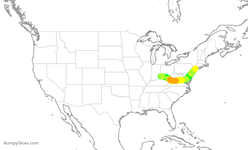 Turbulence forecast map for EDV4949, CVG to LGA