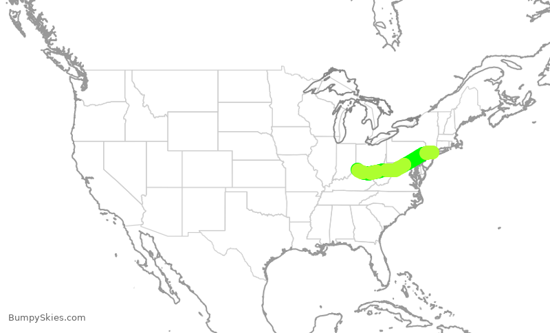 Turbulence forecast map for EDV4949, LGA to CVG
