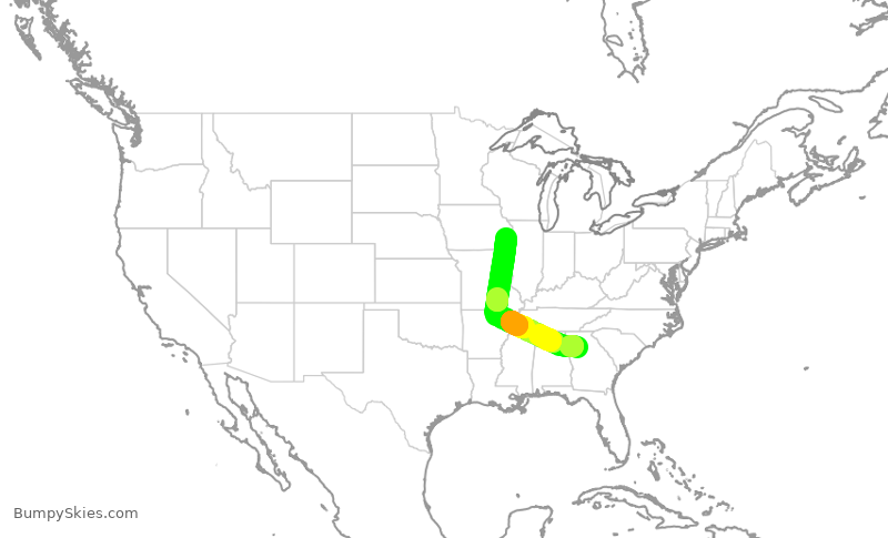 Turbulence forecast map for EDV4950, ATL to MLI