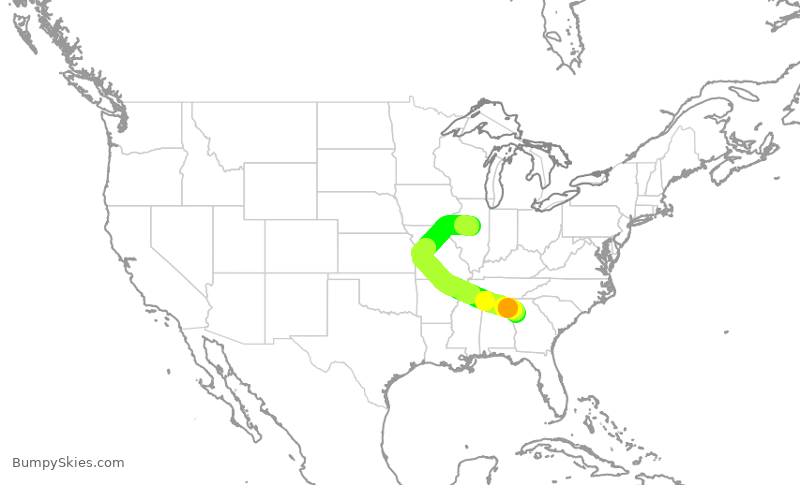 Turbulence forecast map for EDV4952, BMI to ATL