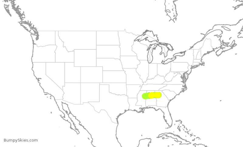 Turbulence forecast map for EDV4953, ATL to GTR