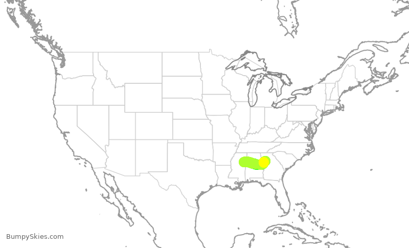 Turbulence forecast map for EDV4953, GTR to ATL