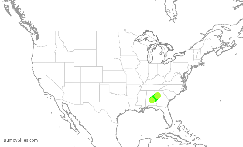 Turbulence forecast map for EDV4955, ATL to MGM