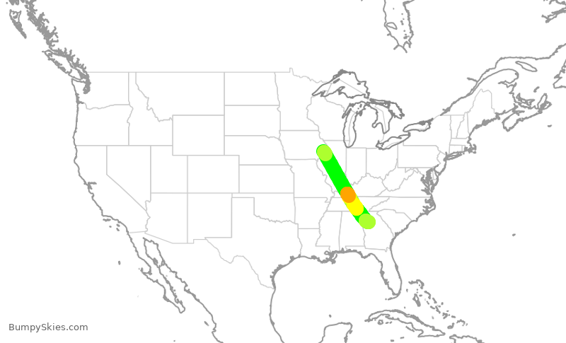 Turbulence forecast map for EDV4958, MLI to ATL