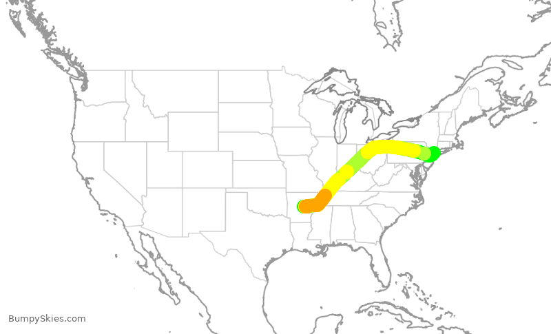 Turbulence forecast map for EDV4960, LIT to LGA