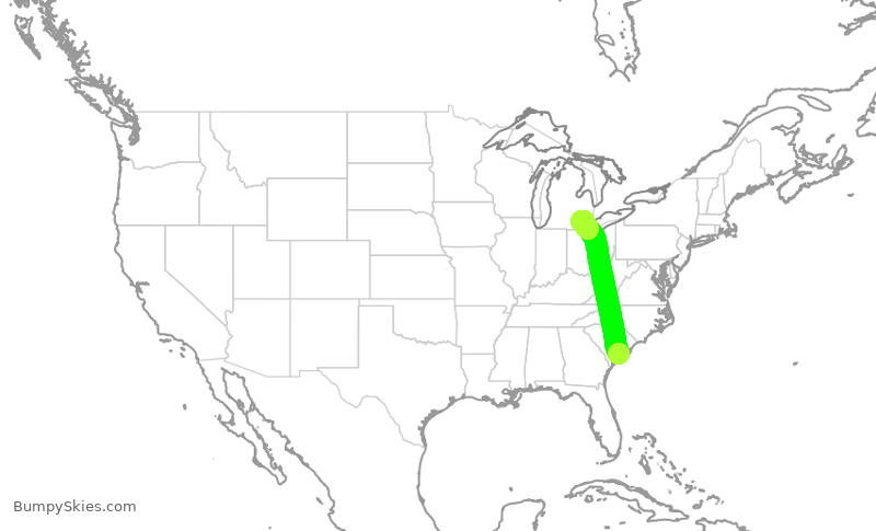 Turbulence forecast map for EDV4964, CHS to DTW