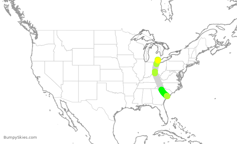 Turbulence forecast map for EDV4964, DTW to CHS