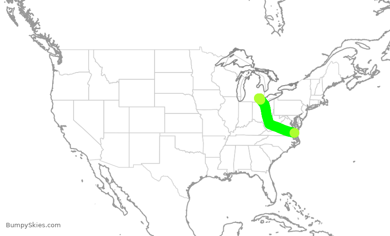 Turbulence forecast map for EDV4966, ORF to DTW