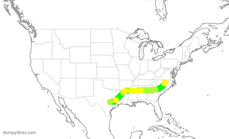 Turbulence forecast map for EDV4967, AUS to RDU