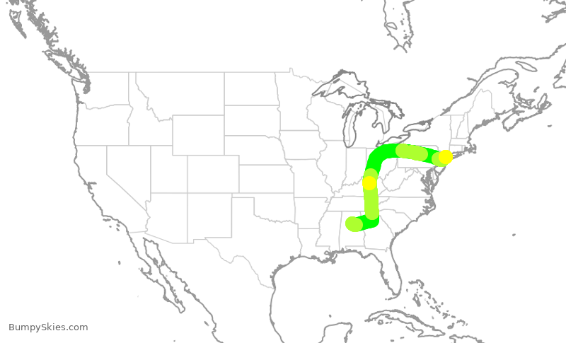 Turbulence forecast map for EDV4972, BHM to LGA