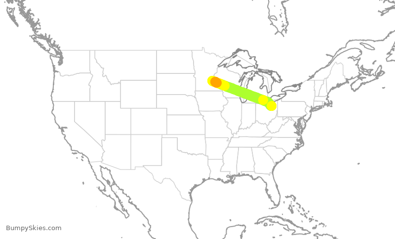 Turbulence forecast map for EDV4979, MSP to CLE