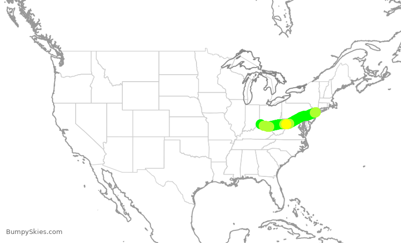 Turbulence forecast map for EDV4985, JFK to CVG