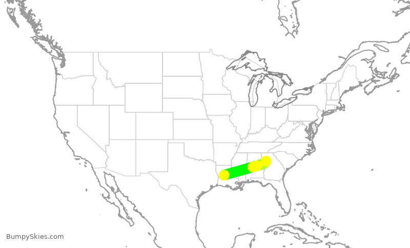 Turbulence forecast map for EDV4991, AEX to ATL