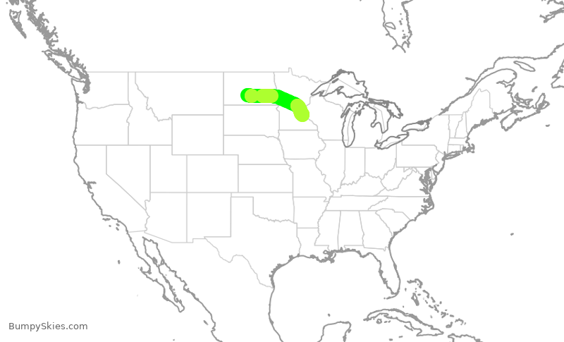 Turbulence forecast map for EDV4992, BIS to MSP
