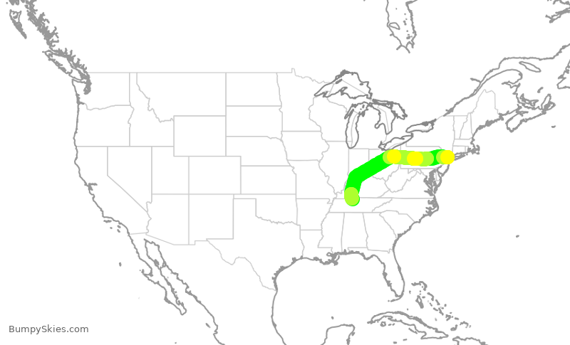 Turbulence forecast map for EDV5002, LGA to BNA