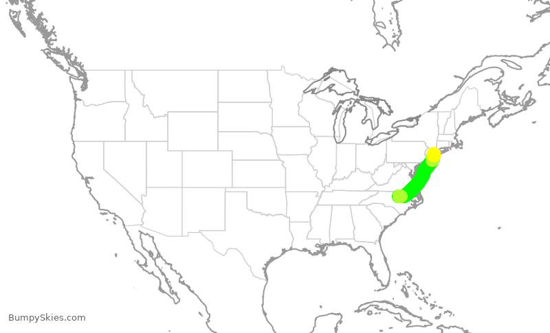 Turbulence forecast map for EDV5009, RDU to JFK