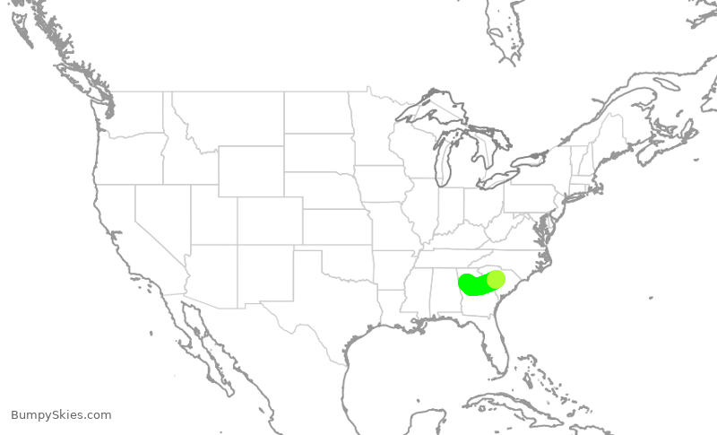 Turbulence forecast map for EDV5011, CAE to ATL