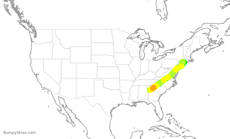 Turbulence forecast map for EDV5013, ATL to HPN