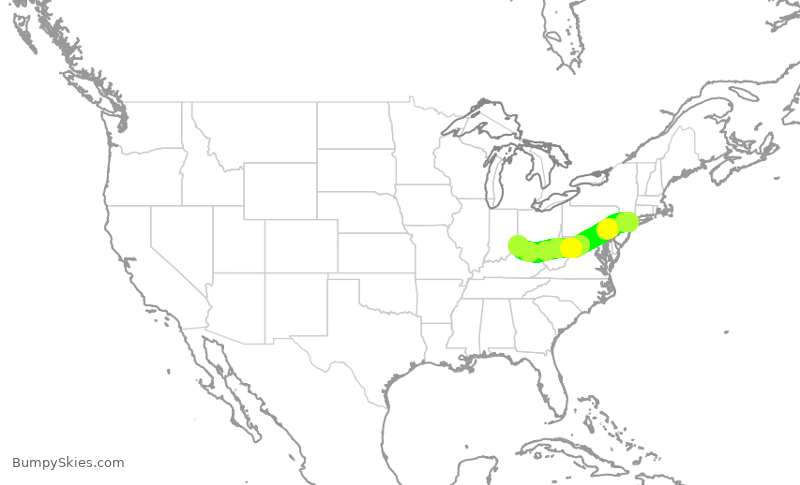 Turbulence forecast map for EDV5016, LGA to CVG