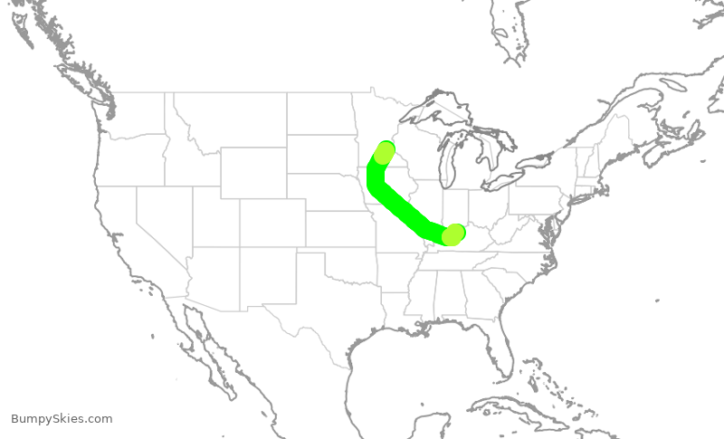 Turbulence forecast map for EDV5017, MSP to SDF