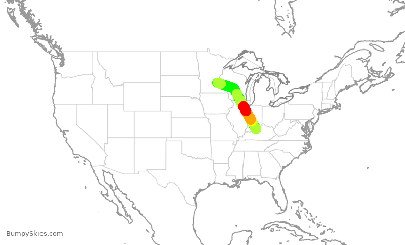 Turbulence forecast map for EDV5017, SDF to MSP