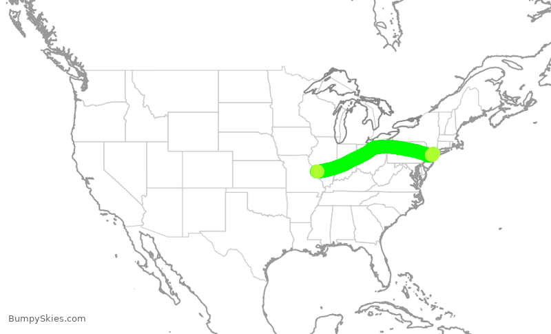 Turbulence forecast map for EDV5020, STL to LGA