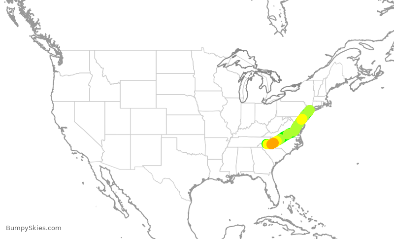 Turbulence forecast map for EDV5025, AVL to LGA