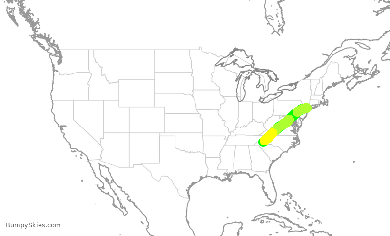 Turbulence forecast map for EDV5025, LGA to AVL