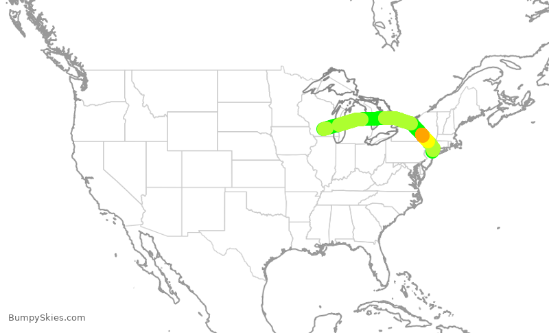 Turbulence forecast map for EDV5033, MSN to LGA