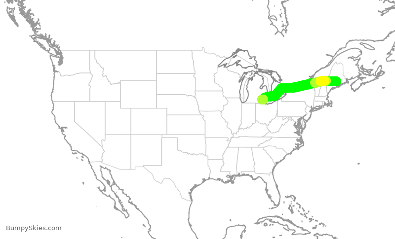 Turbulence forecast map for EDV5038, BGR to DTW