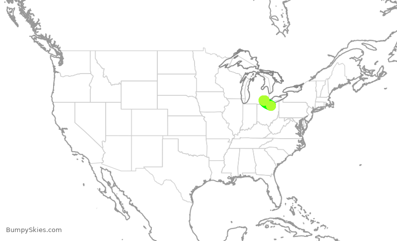 Turbulence forecast map for EDV5038, CLE to DTW