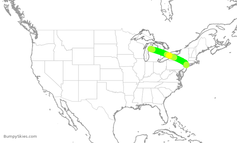 Turbulence forecast map for EDV5042, LGA to TVC