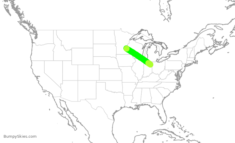 Turbulence forecast map for EDV5043, MSP to FWA