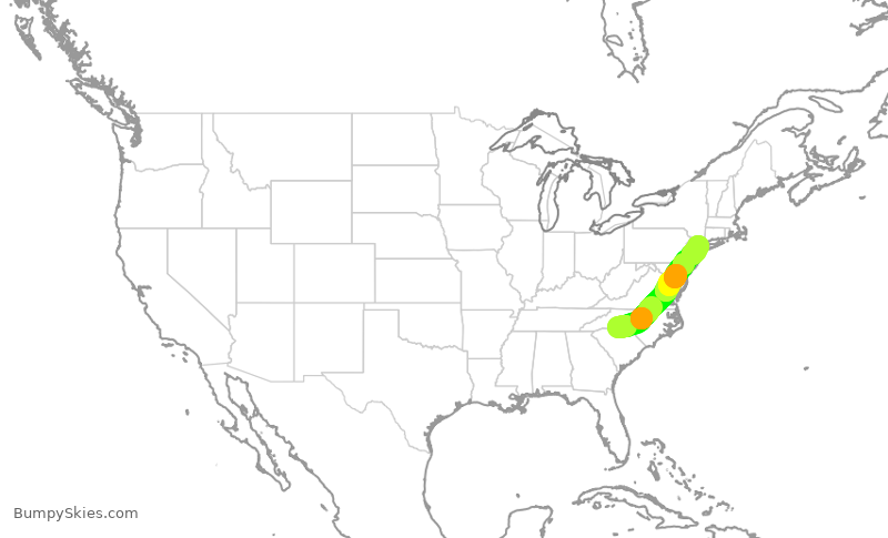 Turbulence forecast map for EDV5047, CLT to LGA