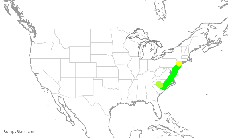 Turbulence forecast map for EDV5047, LGA to CLT