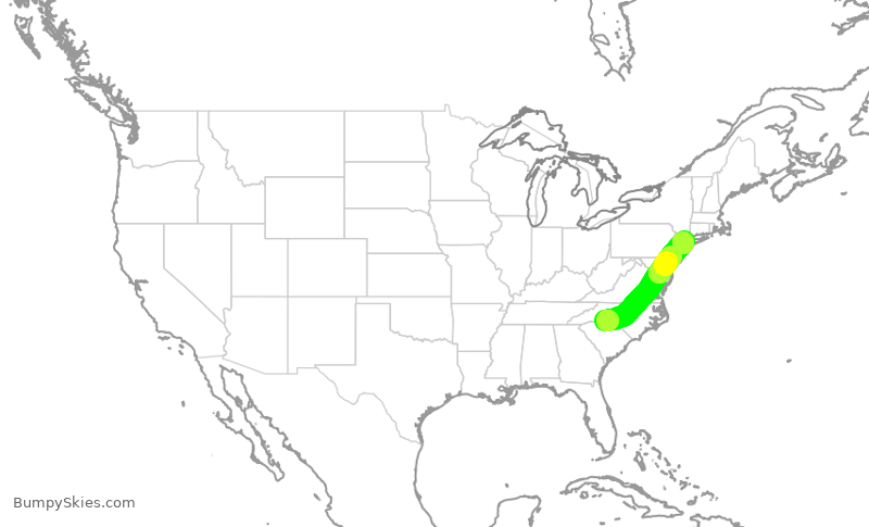 Turbulence forecast map for EDV5048, CLT to LGA