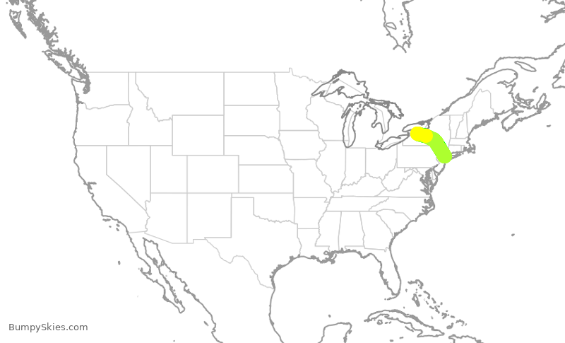 Turbulence forecast map for EDV5054, ROC to LGA