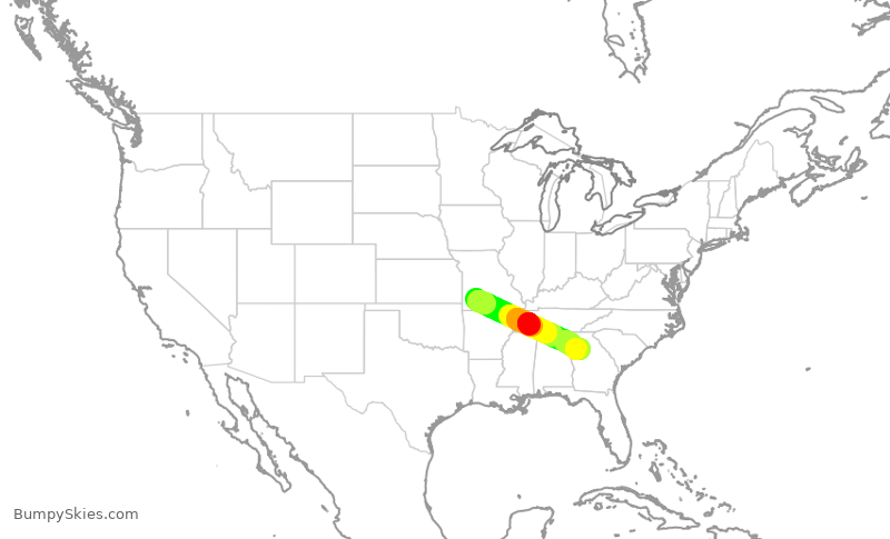 Turbulence forecast map for EDV5063, SGF to ATL
