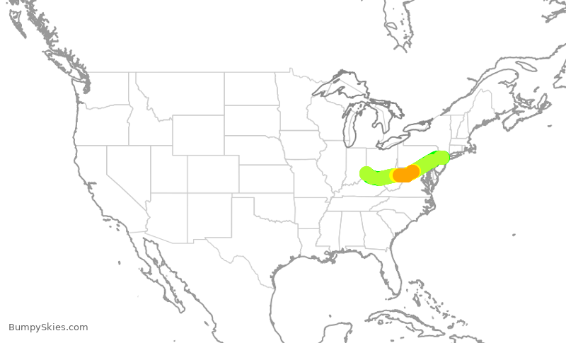 Turbulence forecast map for EDV5065, EWR to CVG
