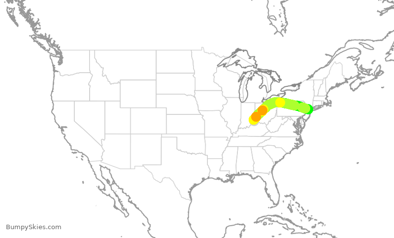 Turbulence forecast map for EDV5069, CVG to EWR