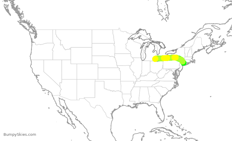 Turbulence forecast map for EDV5072, DTW to HPN
