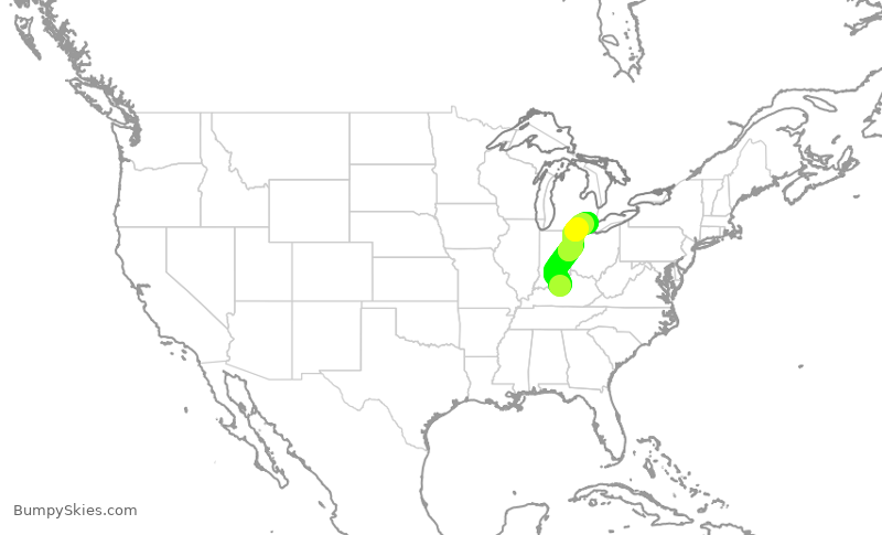 Turbulence forecast map for EDV5072, SDF to DTW