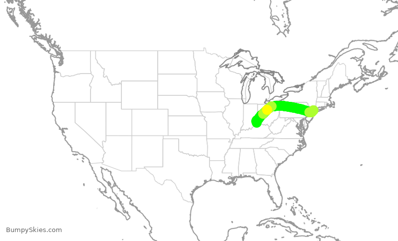 Turbulence forecast map for EDV5075, CVG to LGA