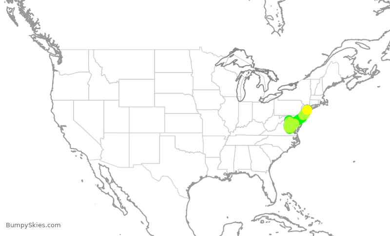 Turbulence forecast map for EDV5076, JFK to IAD