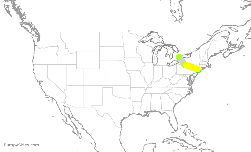 Turbulence forecast map for EDV5081, YYZ to JFK