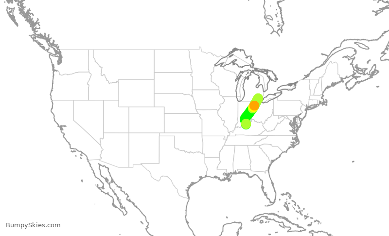 Turbulence forecast map for EDV5085, SDF to DTW
